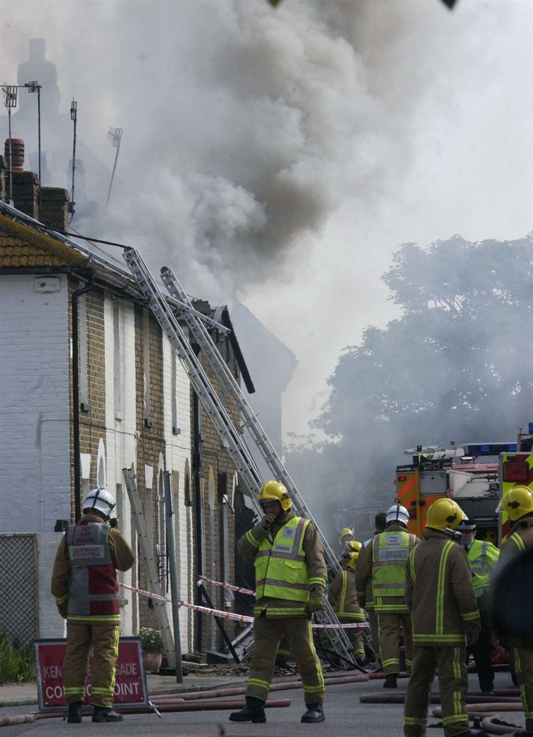 Smoke billowing from the scene of the explosion