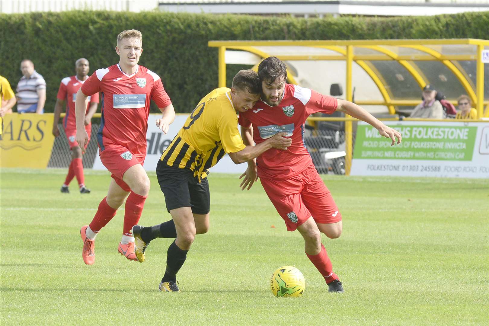 Johan ter Horst battles for possession against Leatherhead Picture: Paul Amos