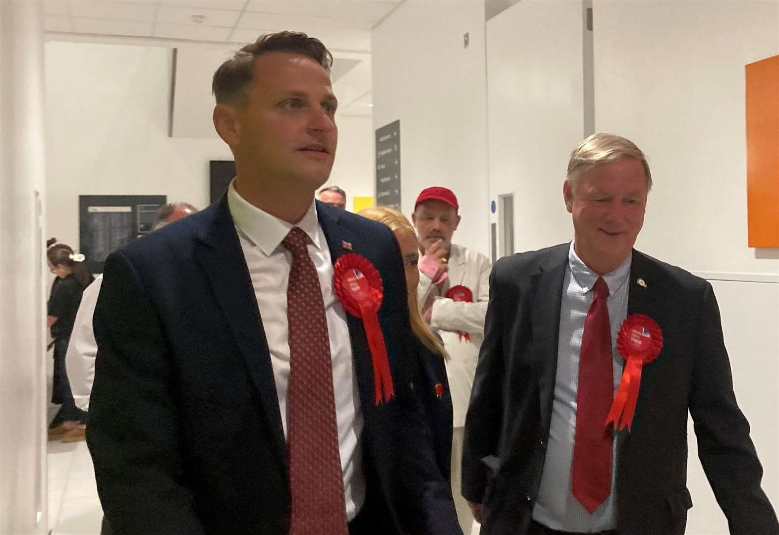 Labour candidate Mike Tapp arrives to the Dover and Deal count