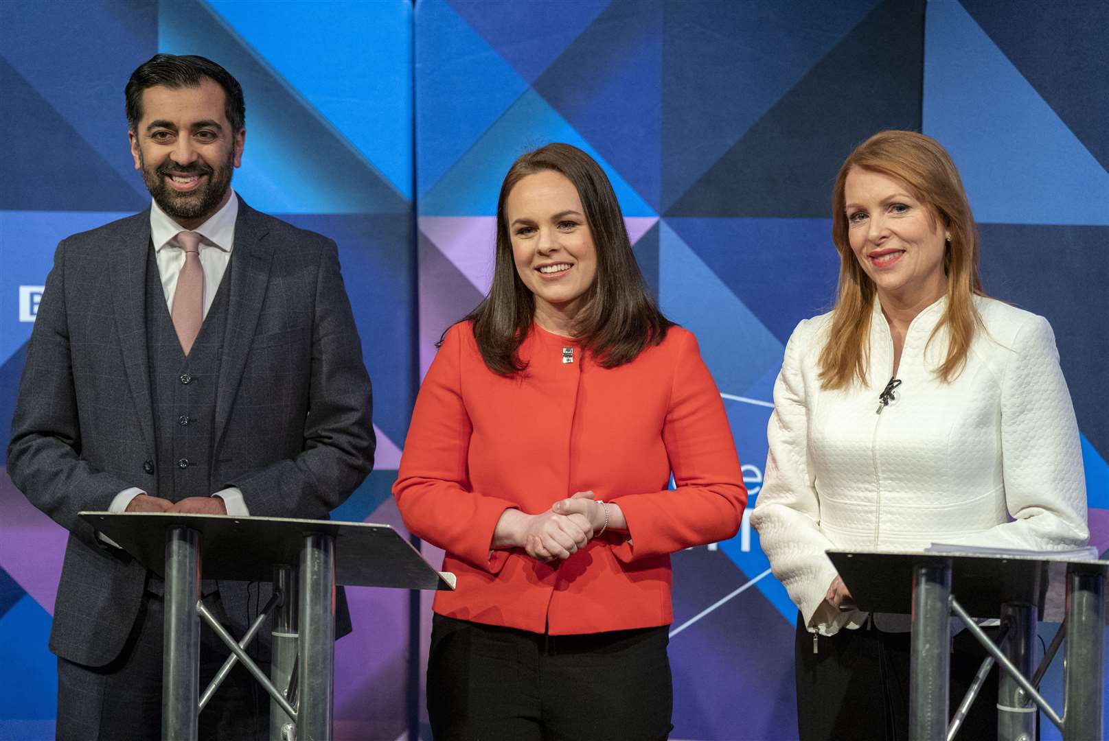 Kate Forbes, centre, is contesting the SNP leadership with Humza Yousaf and Ash Regan (PA)