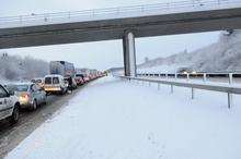 Heavy snow has caused traffic chaos on Kent's roads today, including the A249