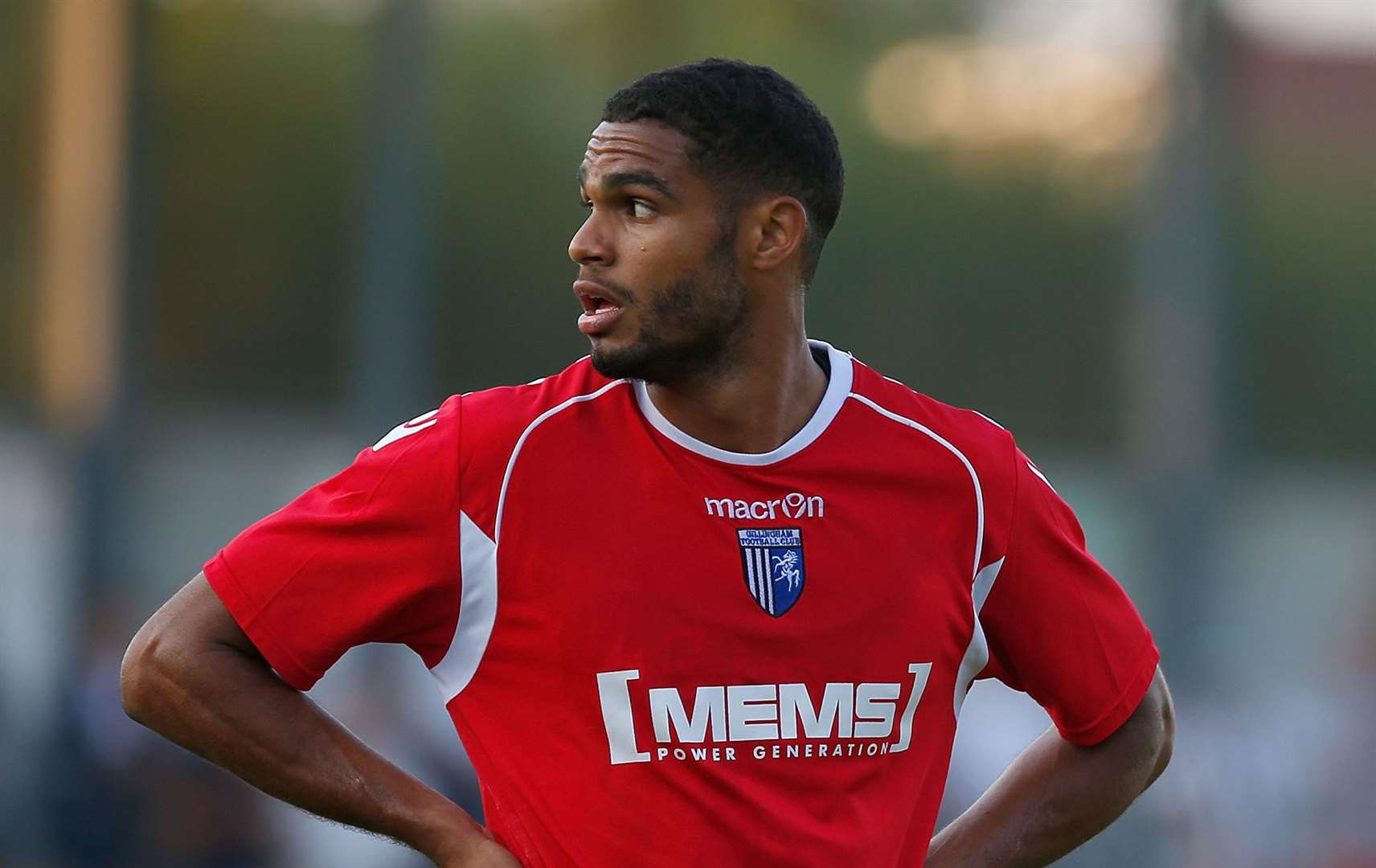 Pre season Friendly..Dartford FC (White) v Gillingham (Red).Pictured is Mikael Mandron..Dartford FC, Princes Park, Grassbanks, Dartford. DA11RT.Picture: Andy Jones. (14411945)