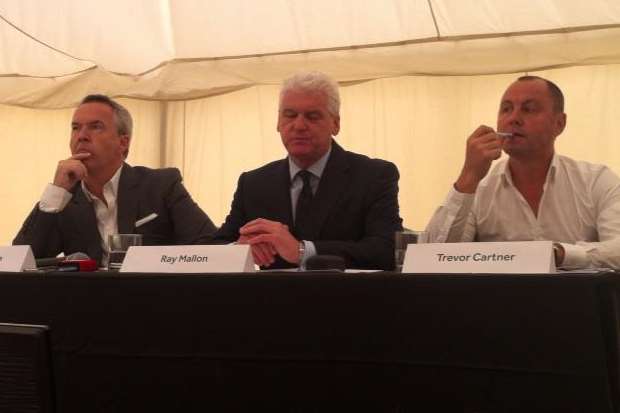 Owners Chris Musgrave, left and Trevor Cartner, right, addressed the media with spokesman Ray Mallon, the former mayor of Middlesbrough