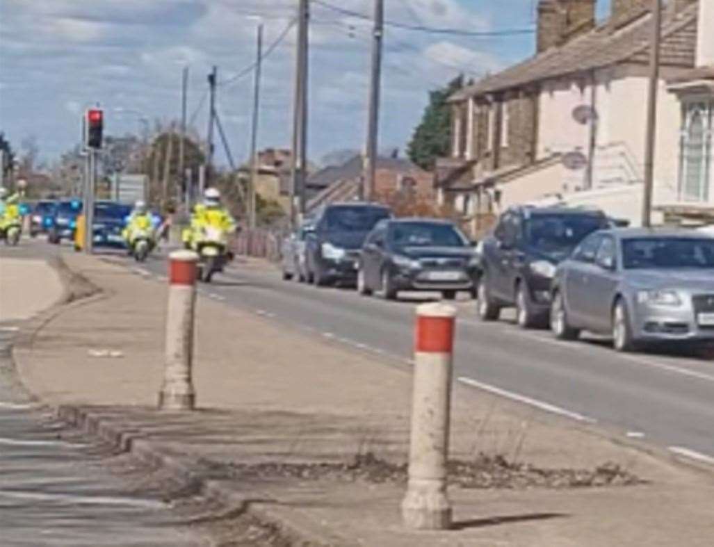 The convoy included motorcycles and SUVs with tinted windows