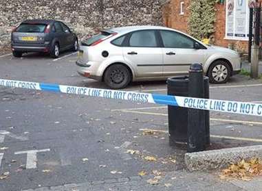 The Queningate car park was shut off by police