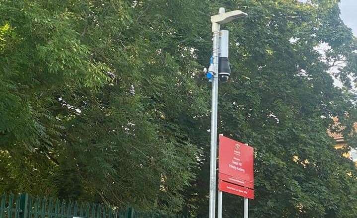 CCTV is being installed outside Temple Hill Primary School. Picture: Kelly Grehan