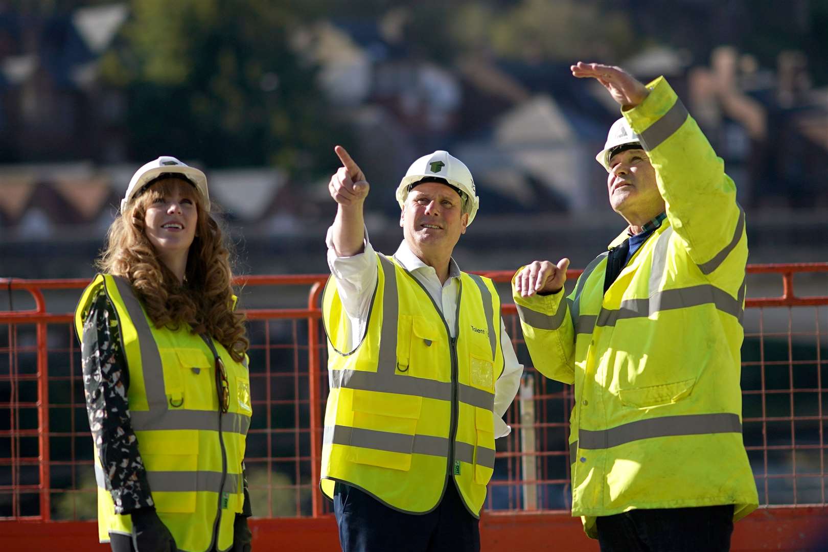 Deputy Labour leader Angela Rayner accompanied Sir Keir Starmer during a visit to a development site on the banks of the River Wear in Durham on Saturday (PA)