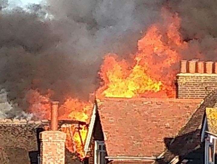 The fire has affected three properties. Picture: Andrew Dawton