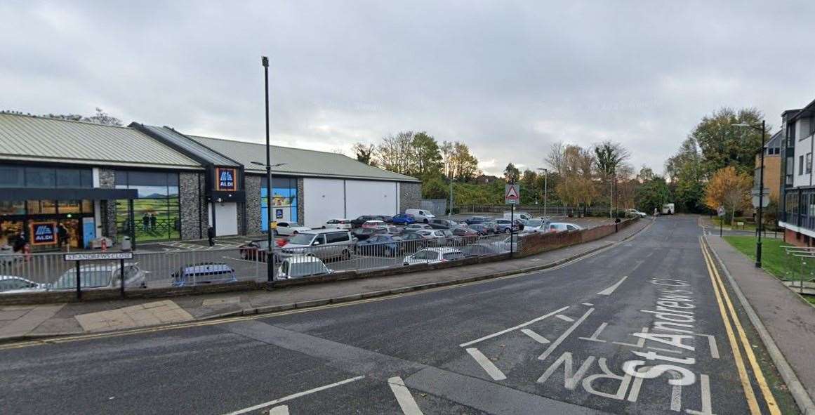 A driver had to be cut free from their car after a crash in St Andrews Close in Canterbury near Aldi. Picture: Google