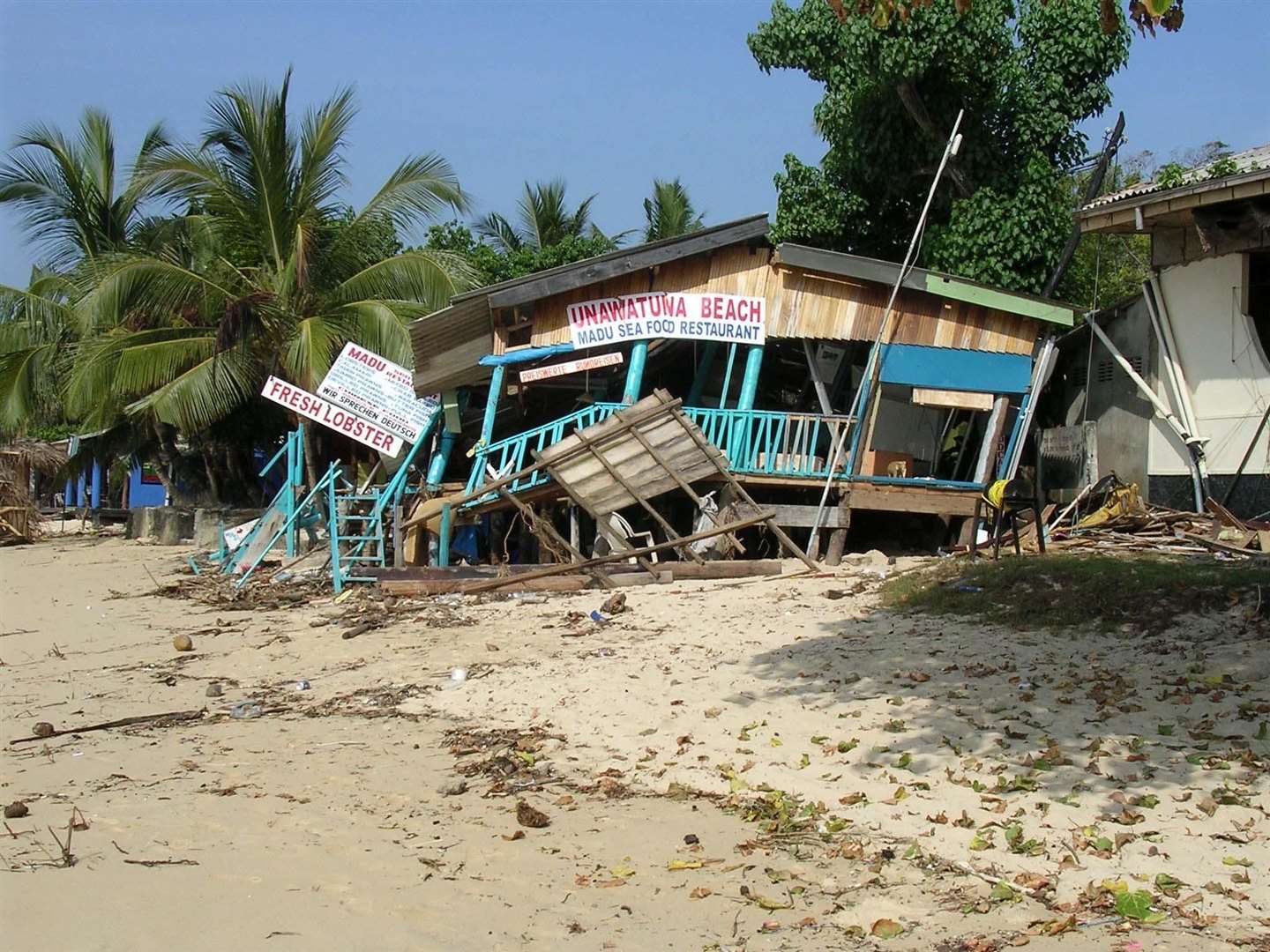 The battered beach of Unawatuna (Caroline Gammell/PA)