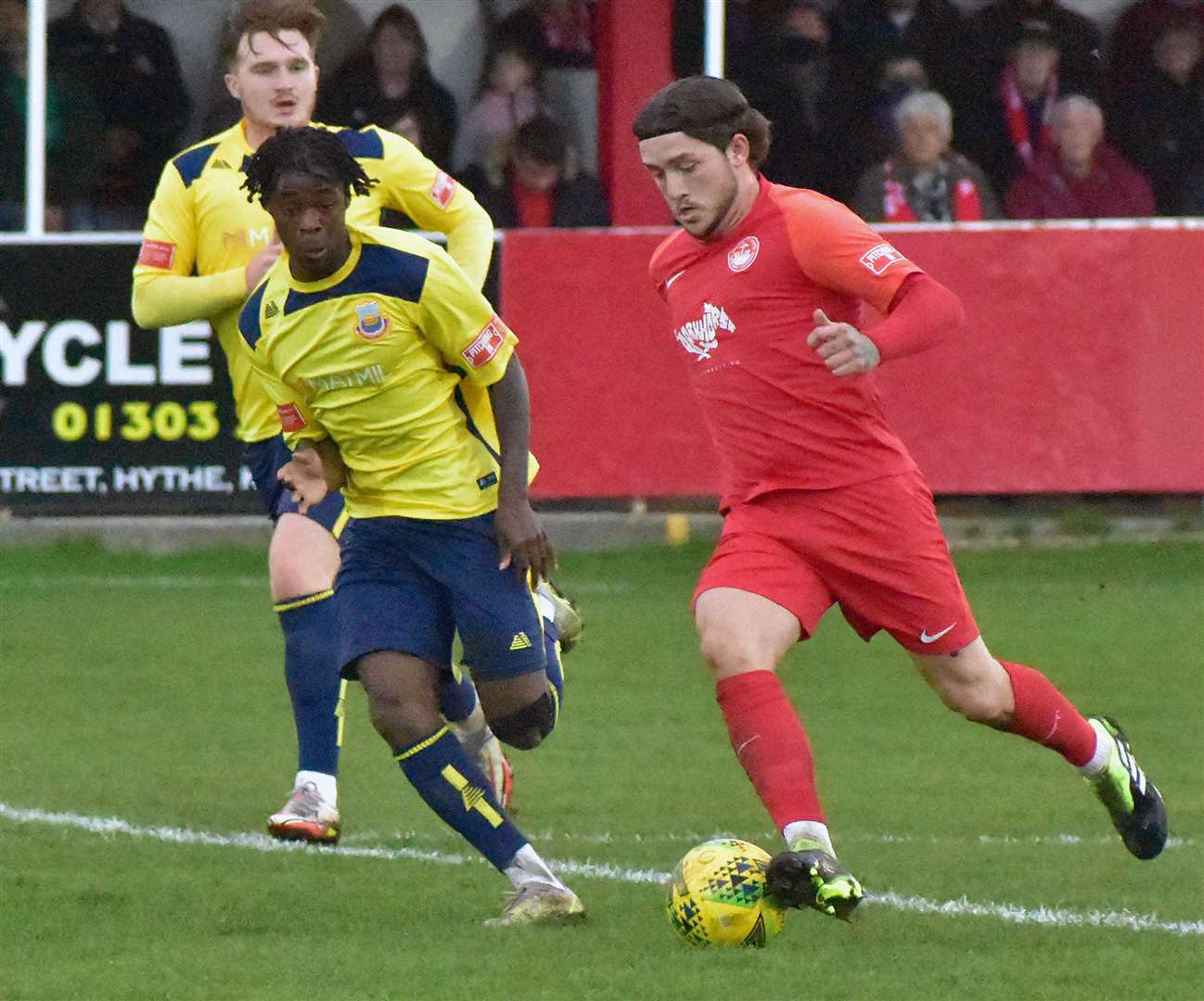 Darren Oldaker's final Hythe appearance came against Whitstable at the weekend Picture: Randolph File