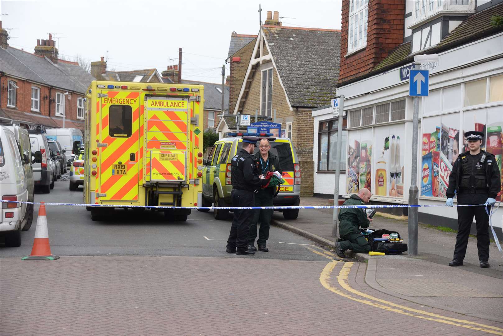 The scene in Crescent Road, Birchington. Pictures: Chris Davey