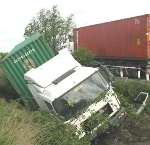 The lorry involved in the latest death crash on the deadly A228. Picture: ALAN WATKINS