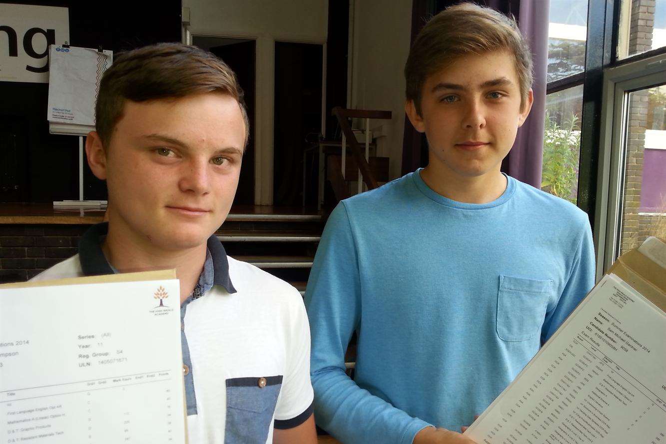 Antony Hampson and Sam Gardener are both staying on at High Weald Academy, in Cranbrook, to study A-levels.