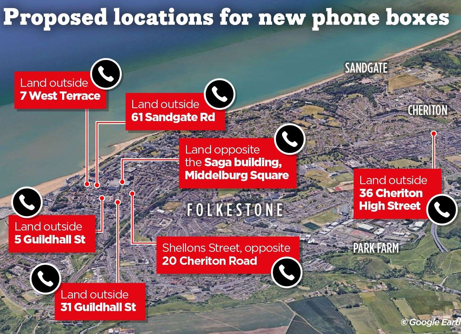 New World Payphones wanted to install seven phone boxes in Folkestone