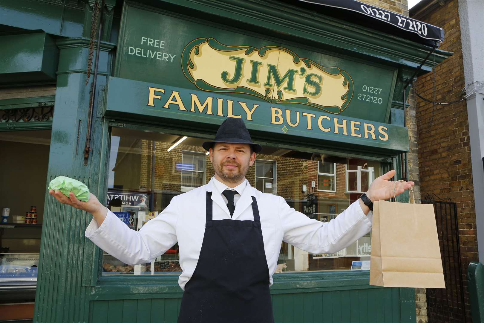 Jim Holness is promoting his 'plastic free' packaging - following the closure of the Tesco meat counter. Picture: Andy Jones