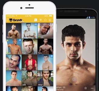 The homepage of gay sex website Grindr