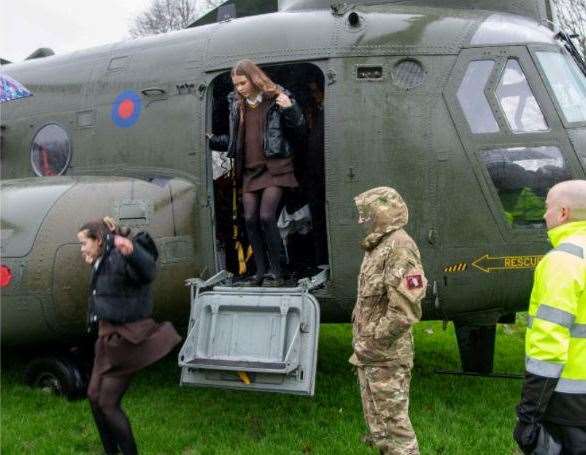 Pupils at Maidstone Grammar School for Girls got to get up close to a Chinook