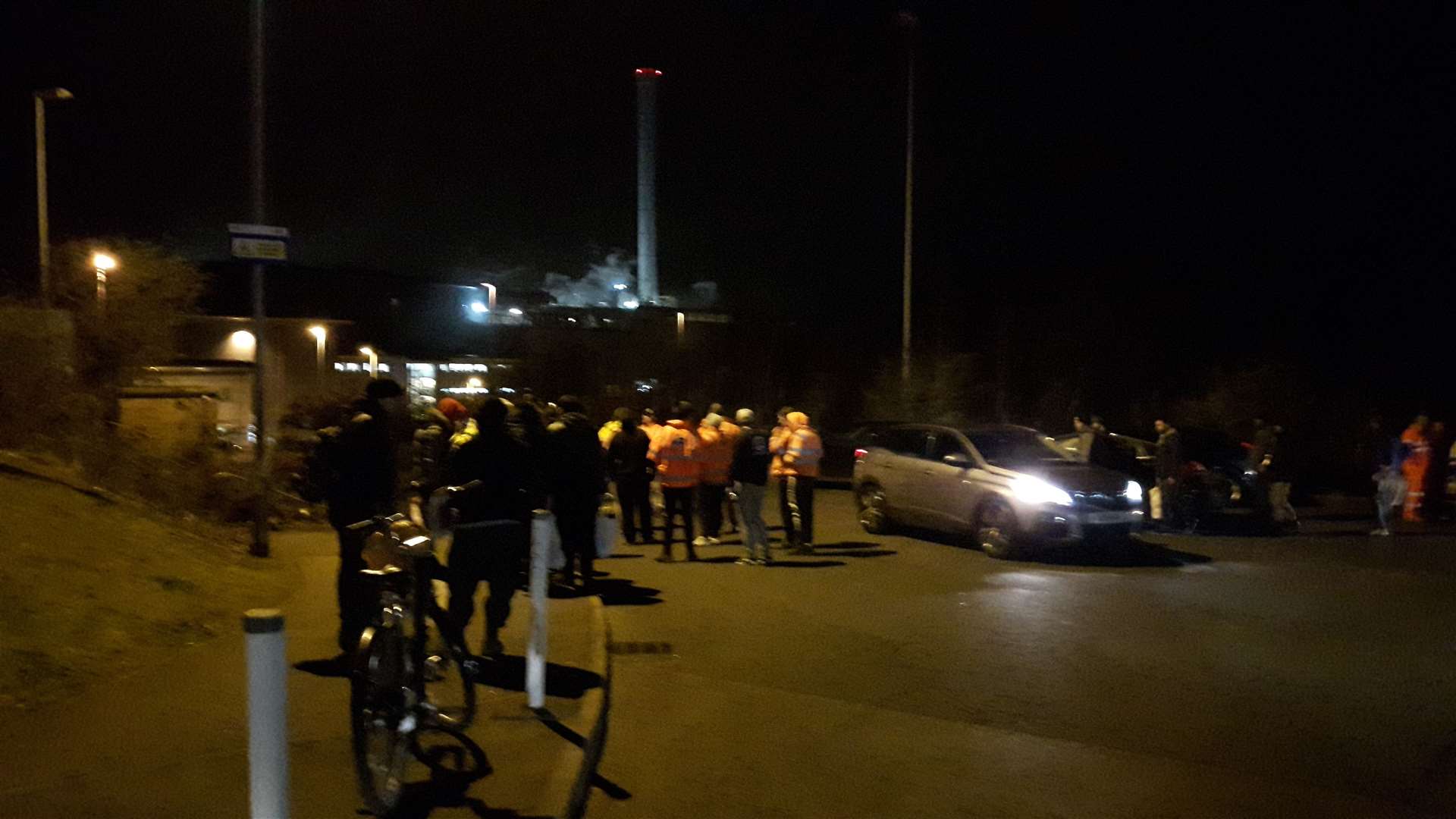 Staff were seen standing outside the Allington waste plant last night (7696643)