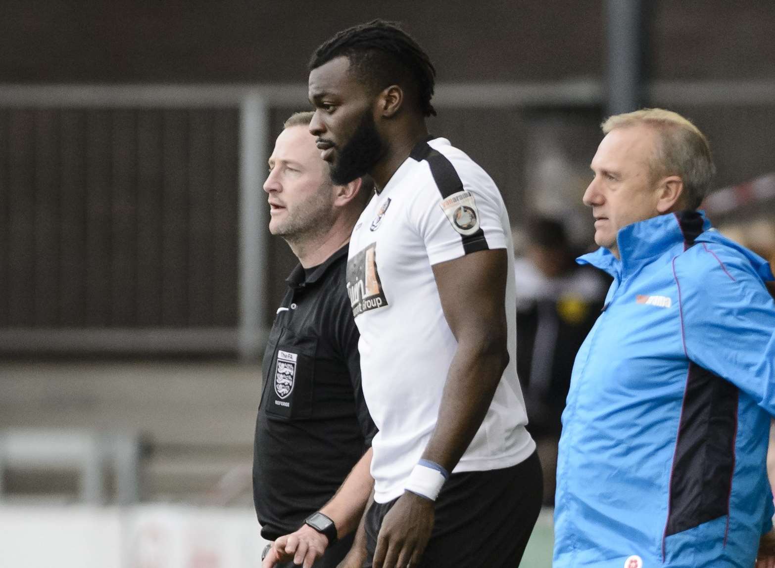 Duane Ofori-Acheampong prepares to come on against Bognor Picture: Andy Payton