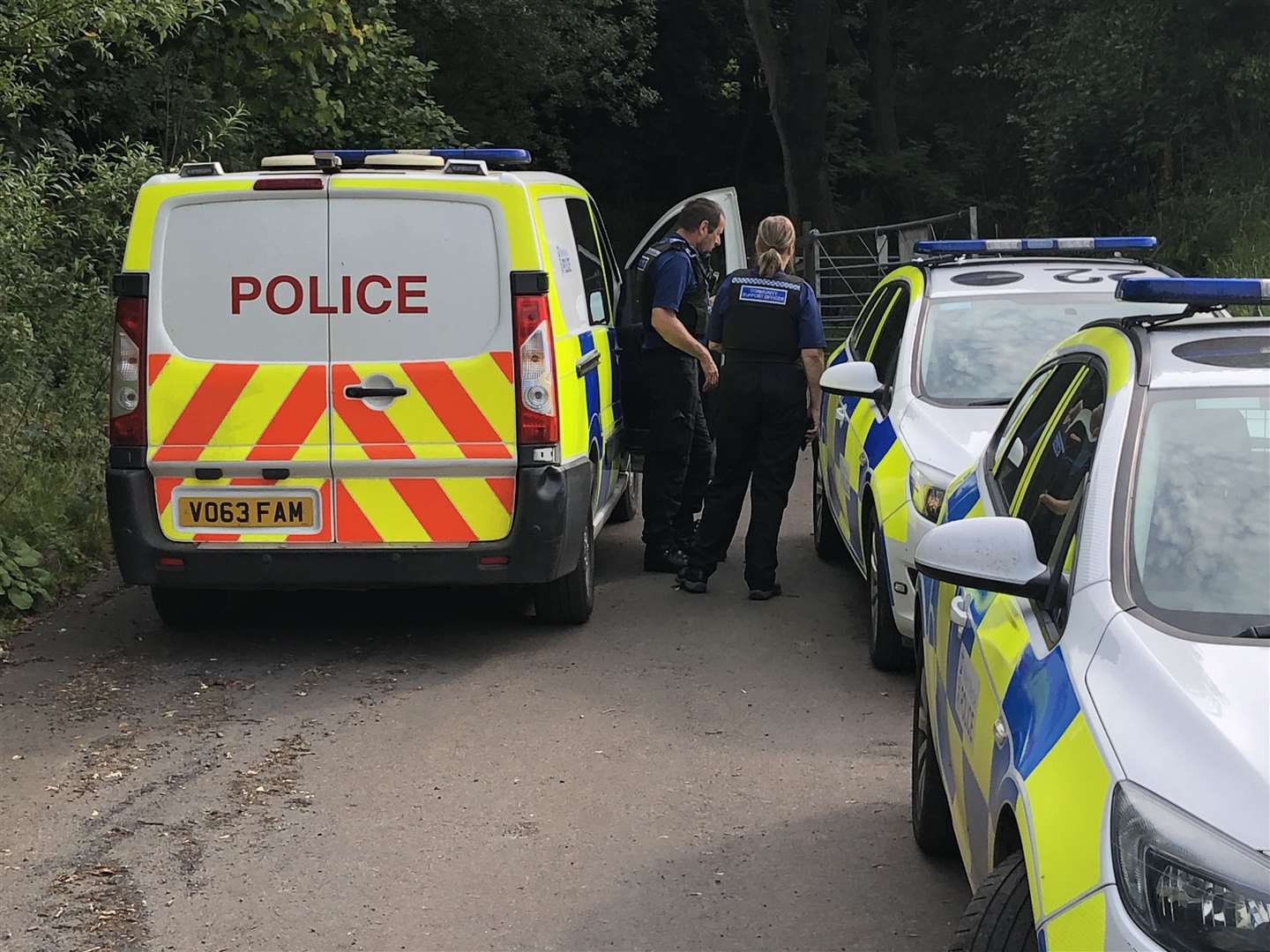 Police at the scene at Brown Clee Hill in Shropshire (Matthew Cooper/PA)