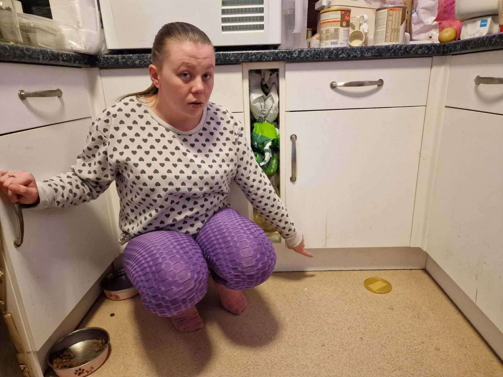 Chelsea Hazelwood found the mould after removing the bottom cabinet panel. Picture: Chelsea Hazelwood