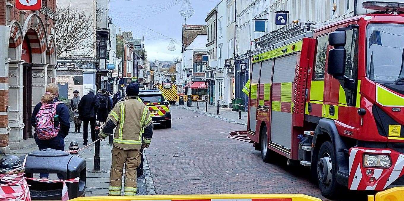 Firefighters remain in Canterbury High Street this morning