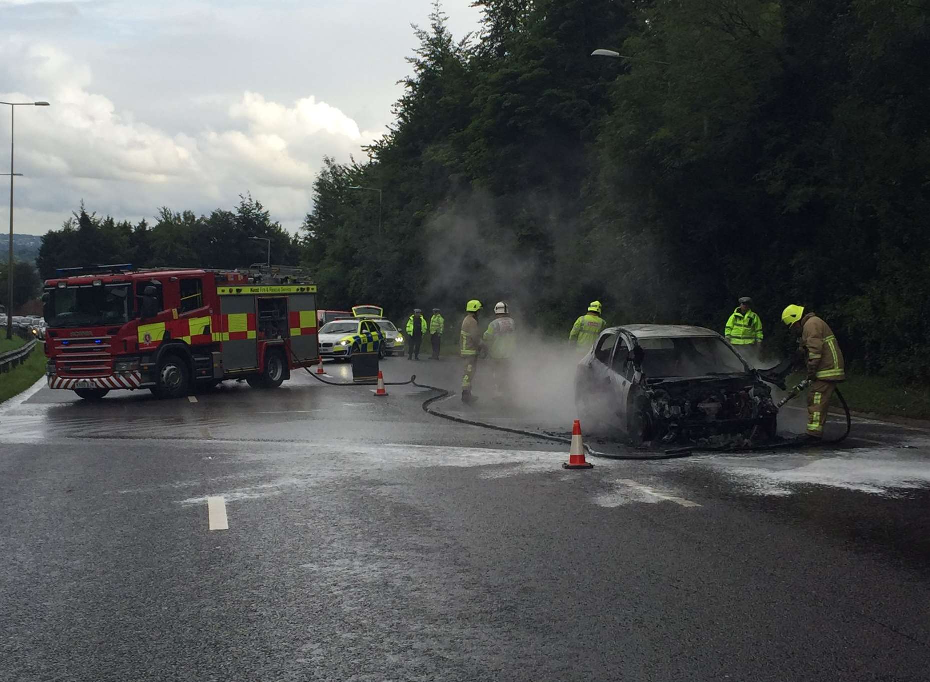 Firefighters put out the blaze. Picture: Kent Police RPU