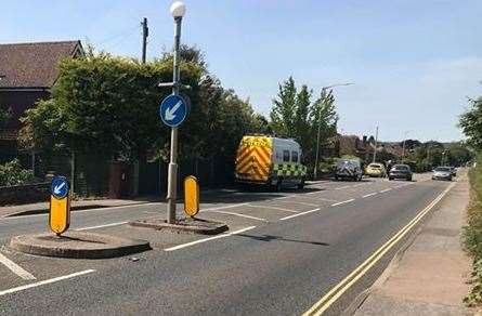 Police spent hours at a property in New Dover Road on May 27. Picture: Timothy Playfair