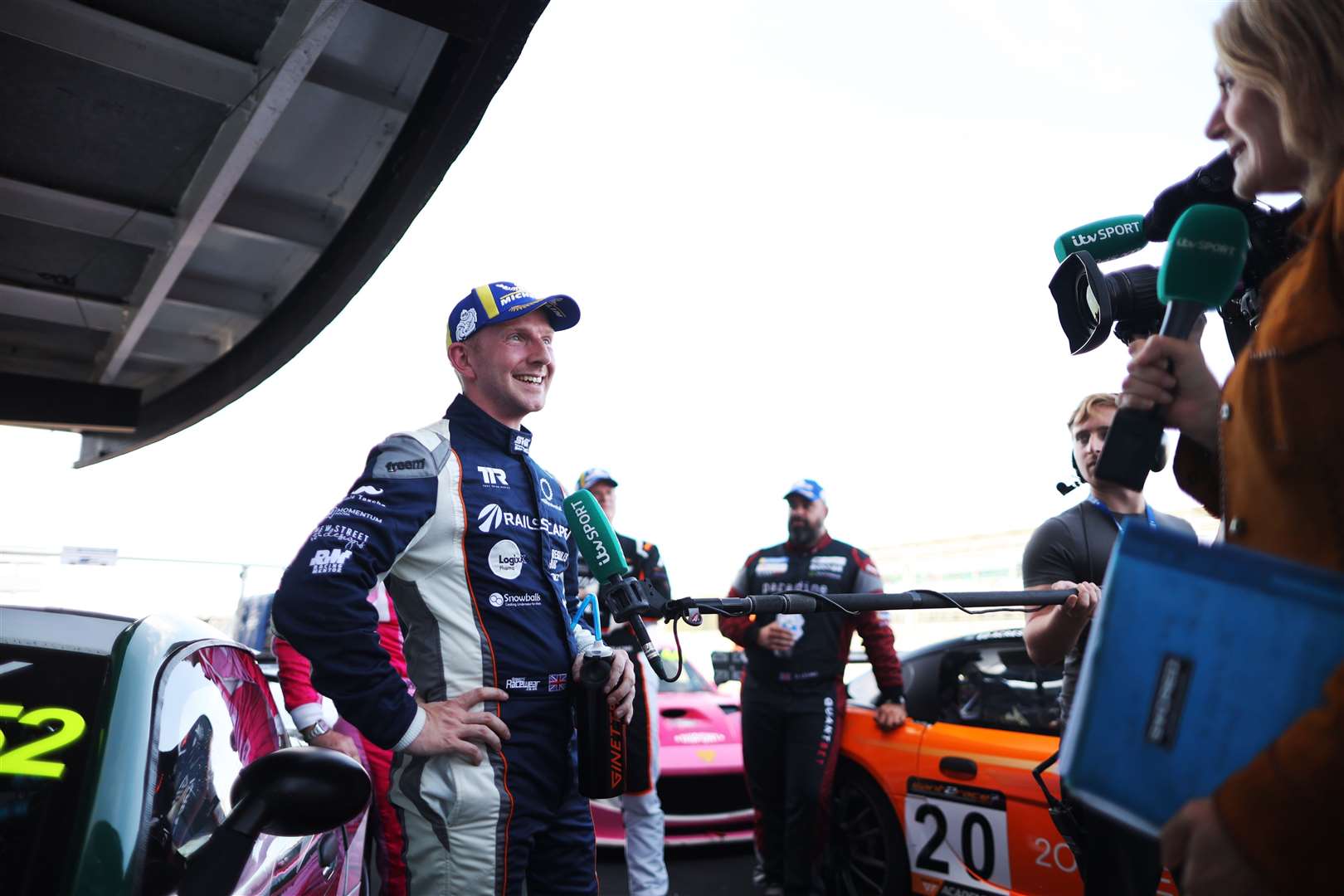 Toby Trice infront of the cameras as Silverstone race meet is filmed by ITV4 Picture: Jakob Ebrey