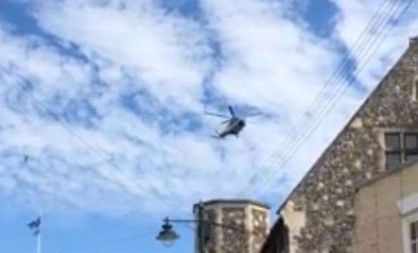 An air ambulance was spotted flying over Canterbury following the incident. Picture: Ahmad Qaderi