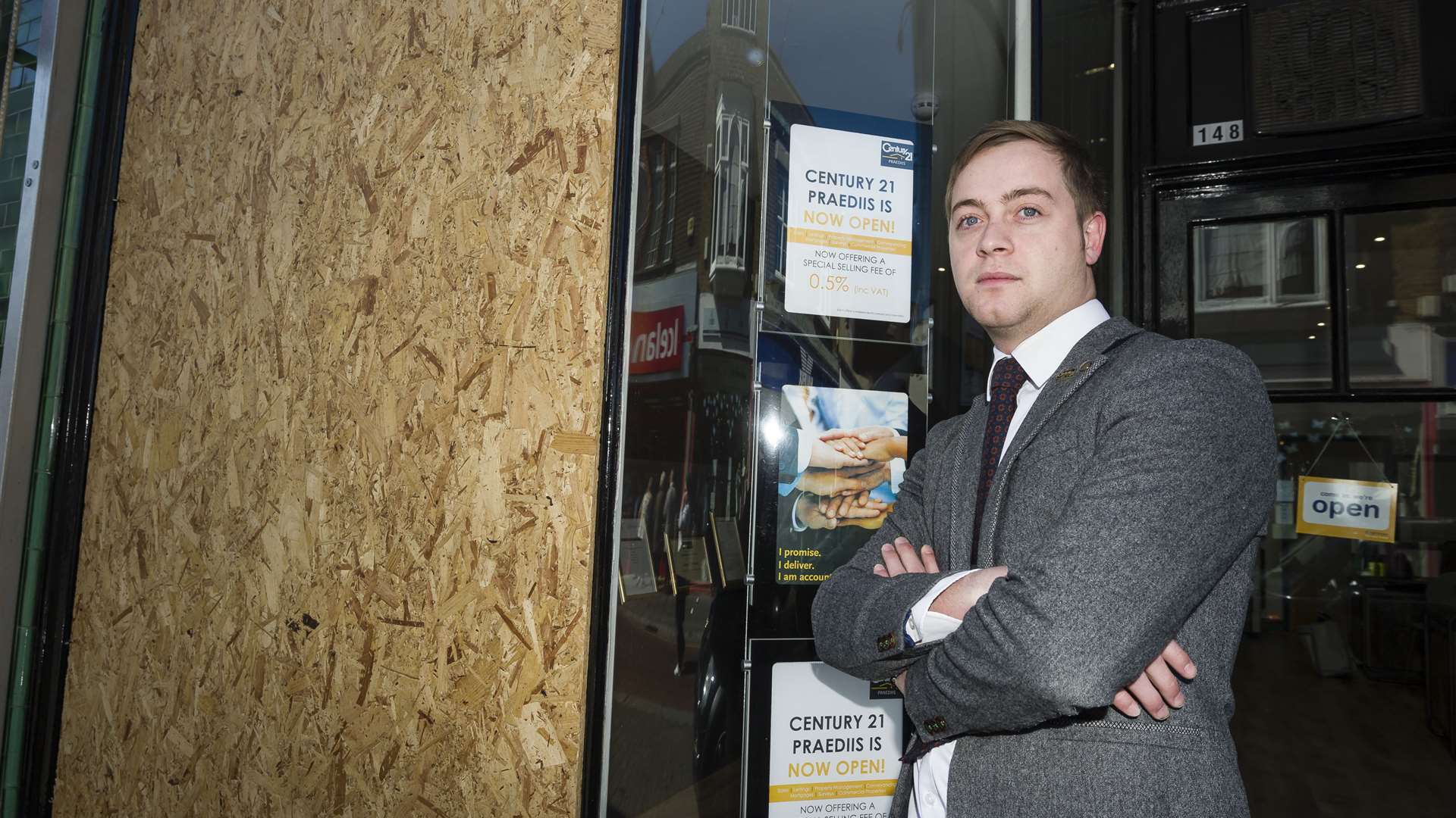 Estate agent Jack Smith outside his office in Mortimer Street