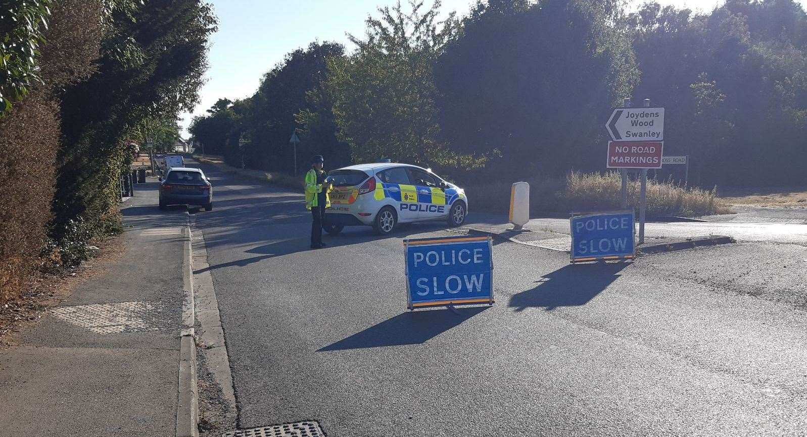 Leyton Cross Road is shut to on coming traffic. Picture: KM