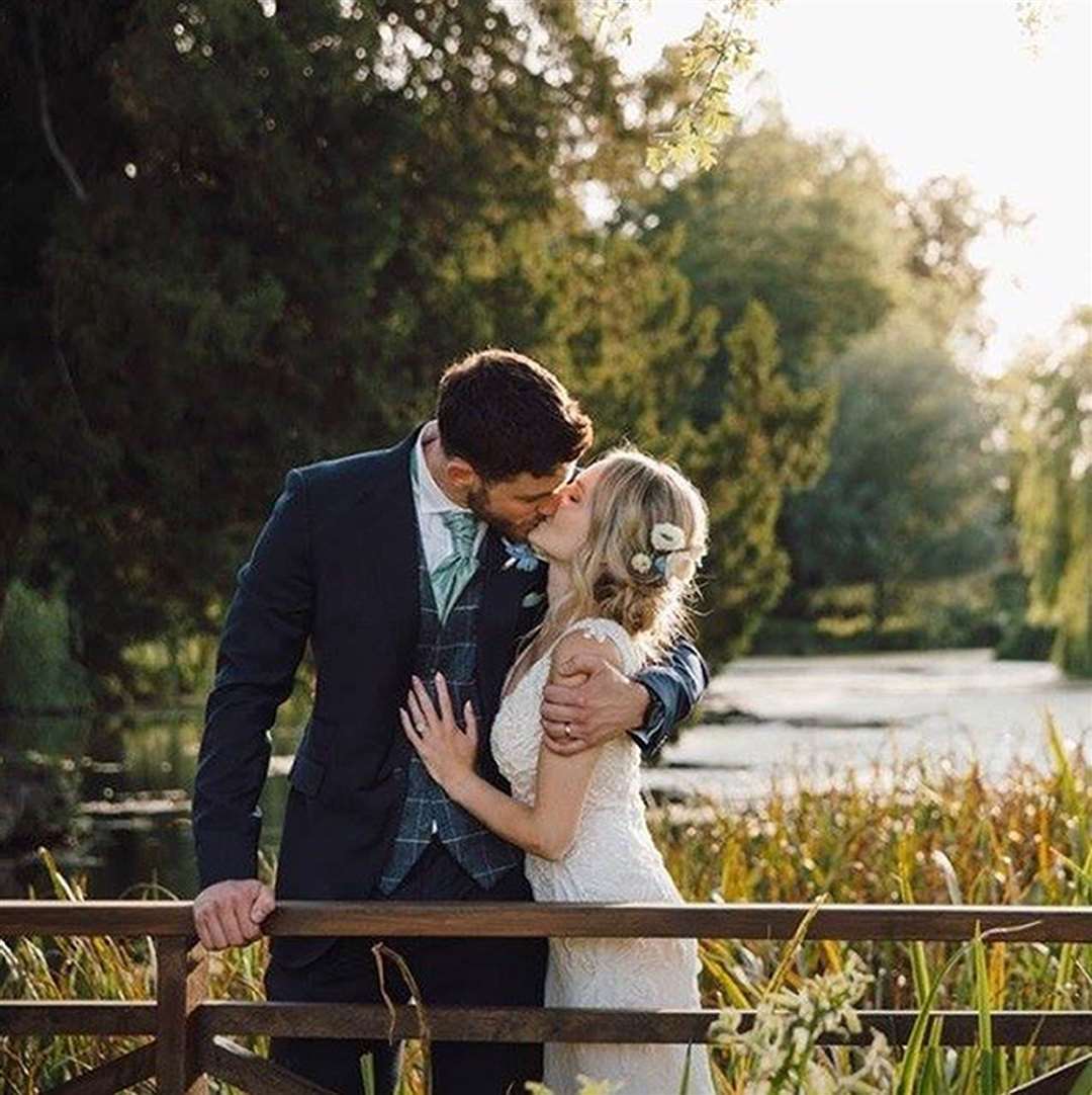 Andrew Harper and his wife, Lissie, celebrating their wedding (Thames Valley Police/PA)