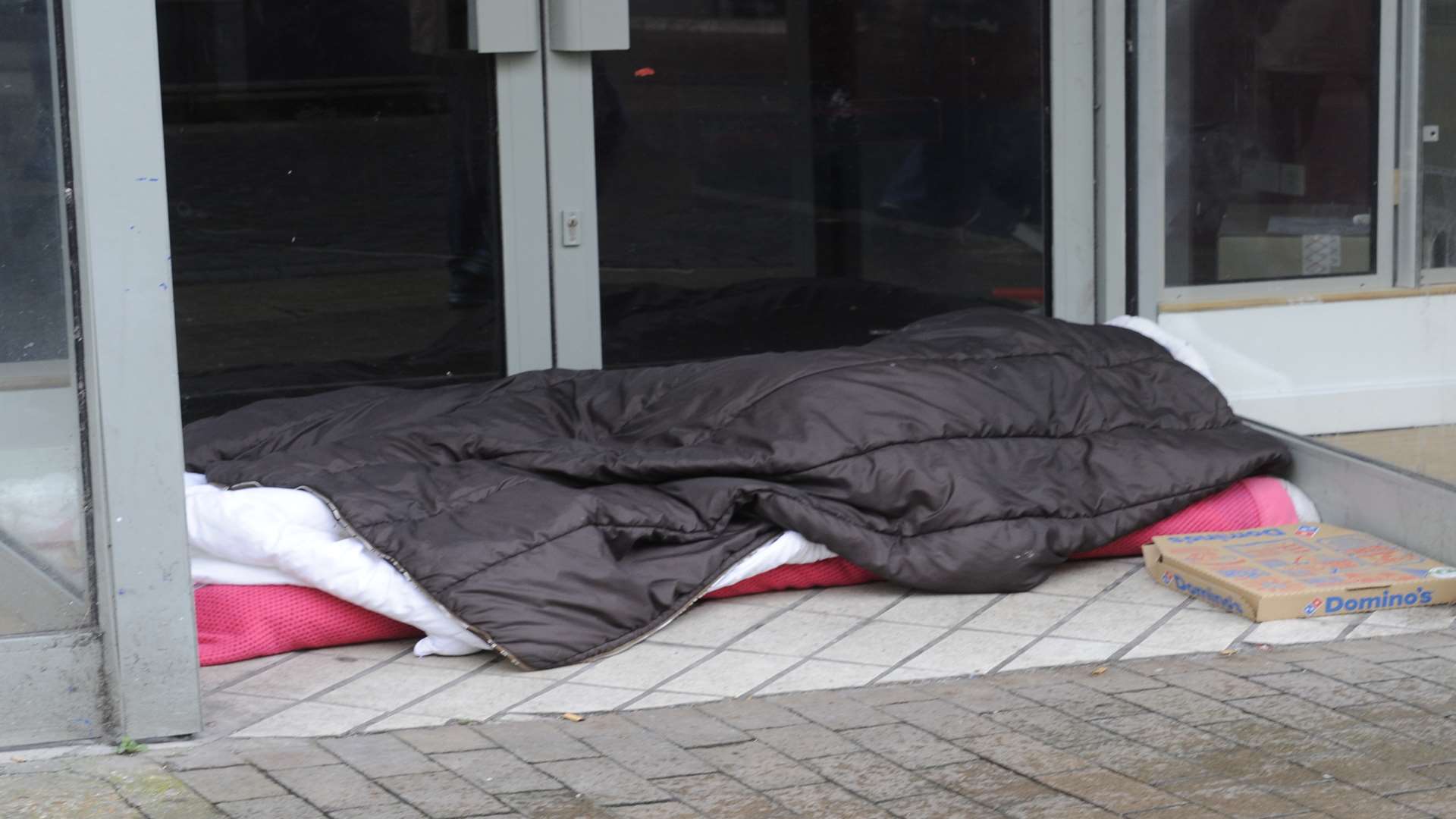 Sight of the homless sleeping rough in Biggin Street, Dover. Archive image