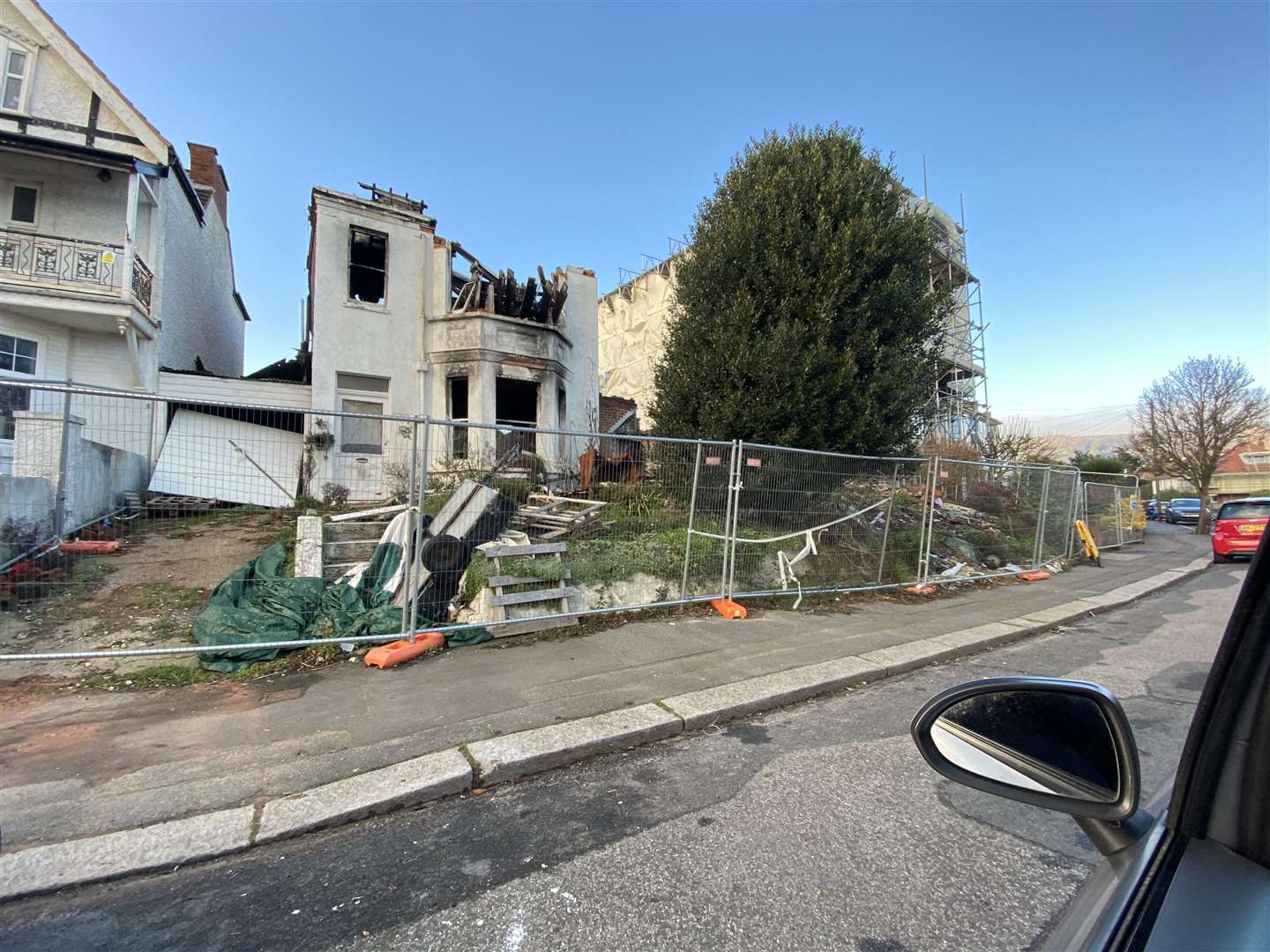 One of the homes was completely demolished and the other two were left badly damaged. Picture: Steve Salter