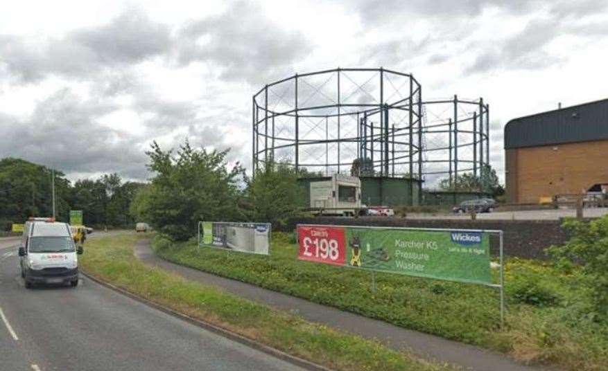 The distinctive gasholders in Sevenoaks - now demolished. Picture: Google