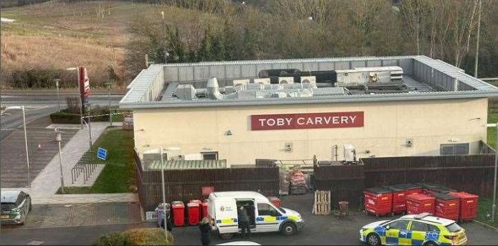 Police cars were spotted outside the Toby Carvey in Coldharbour Road, Gravesend