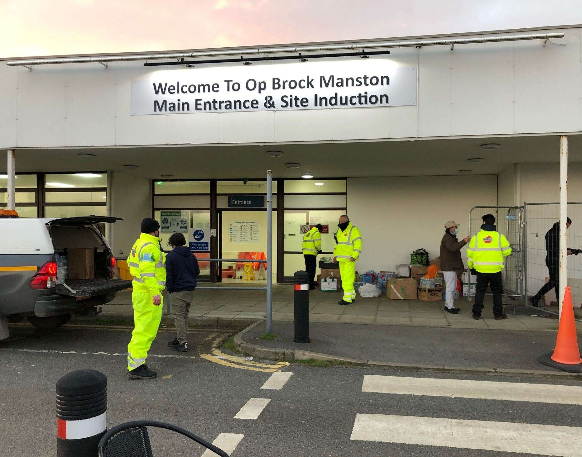 Relief efforts took place to deliver food and other essential items to stranded lorry drivers in Manston yesterday