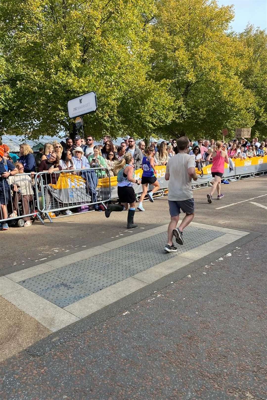 Aileen running in wellies during the Royal Parks Half Marathon (Handout/PA)