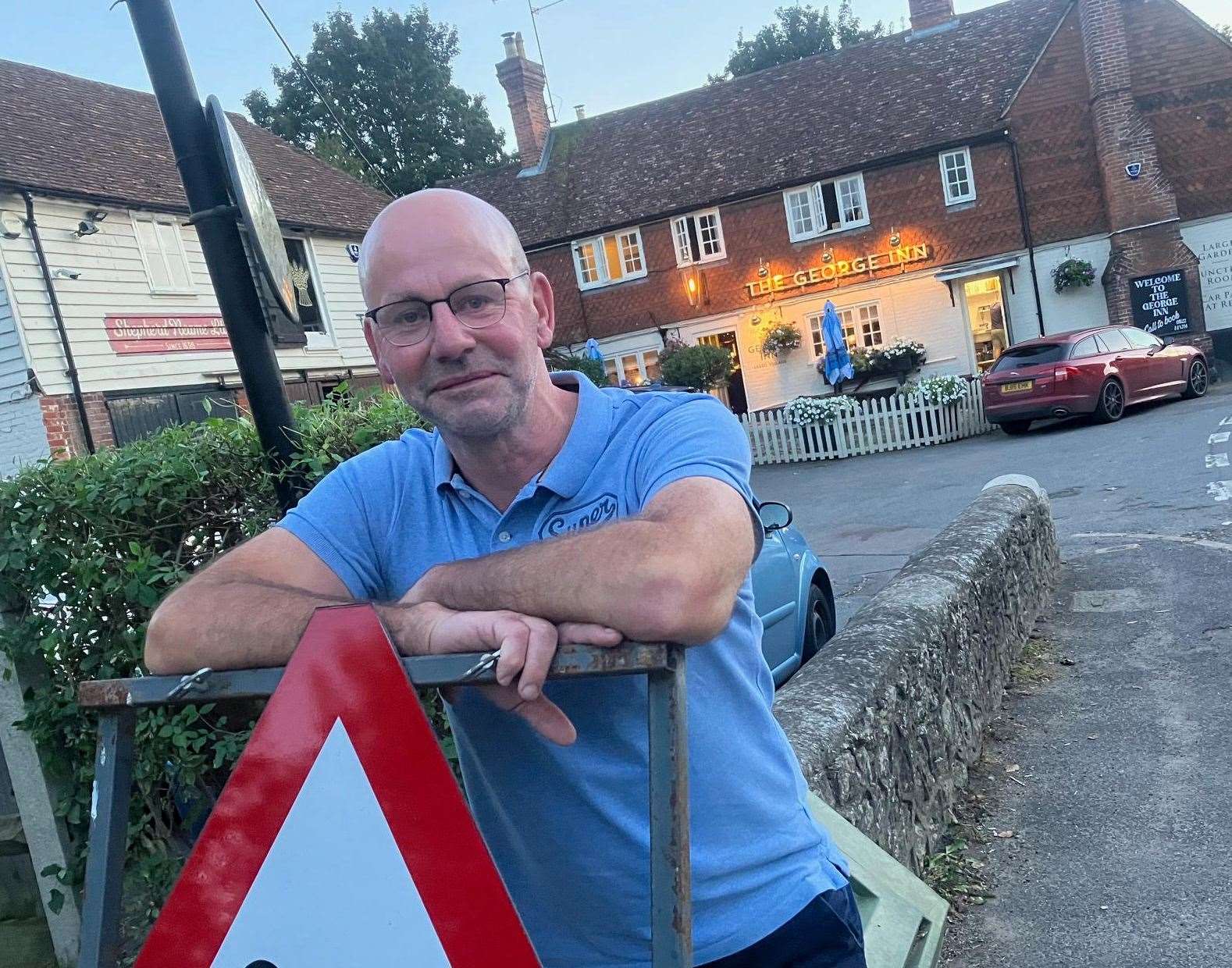 Landlord Jason Tharp outside the George Inn in Leeds