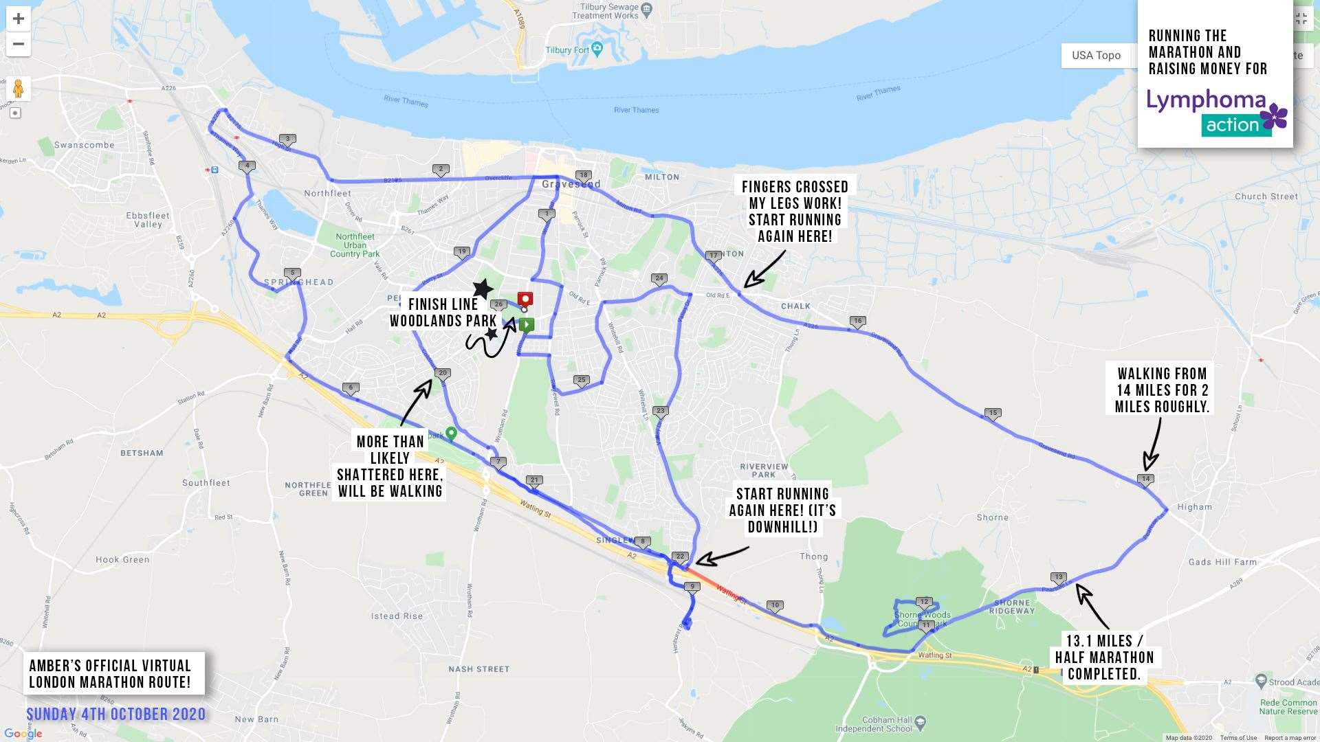 Amber's marathon route