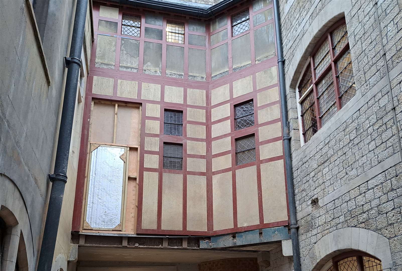 An uncovered part of the Maison Dieu showing a section designed by William Burges in the 19th century