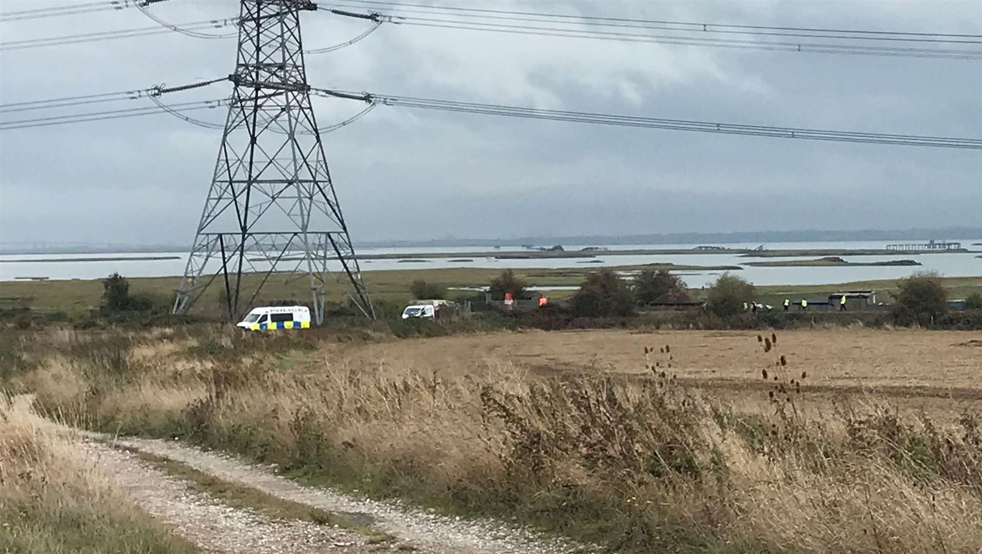 Police scouring the railway line off Stoke Road in the search for Liam Graham