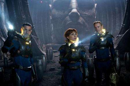 Noomi Repace, Michael Fassbender and Logan Marshall-Green in Prometheus. Picture: PA Photo/Fox Australia Film