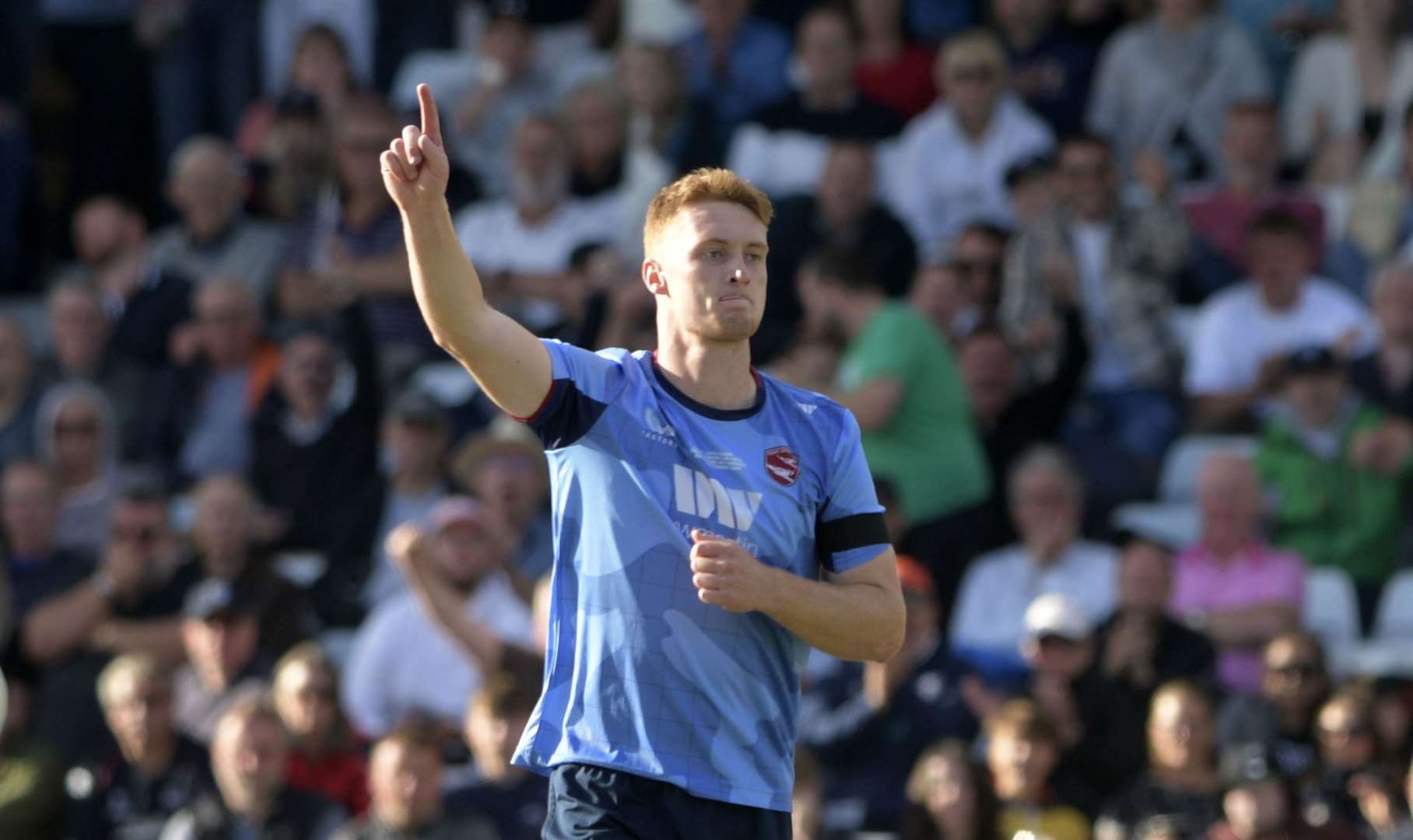 Kent's Joey Evison in final action on his return to Trent Bridge. Picture: Barry Goodwin