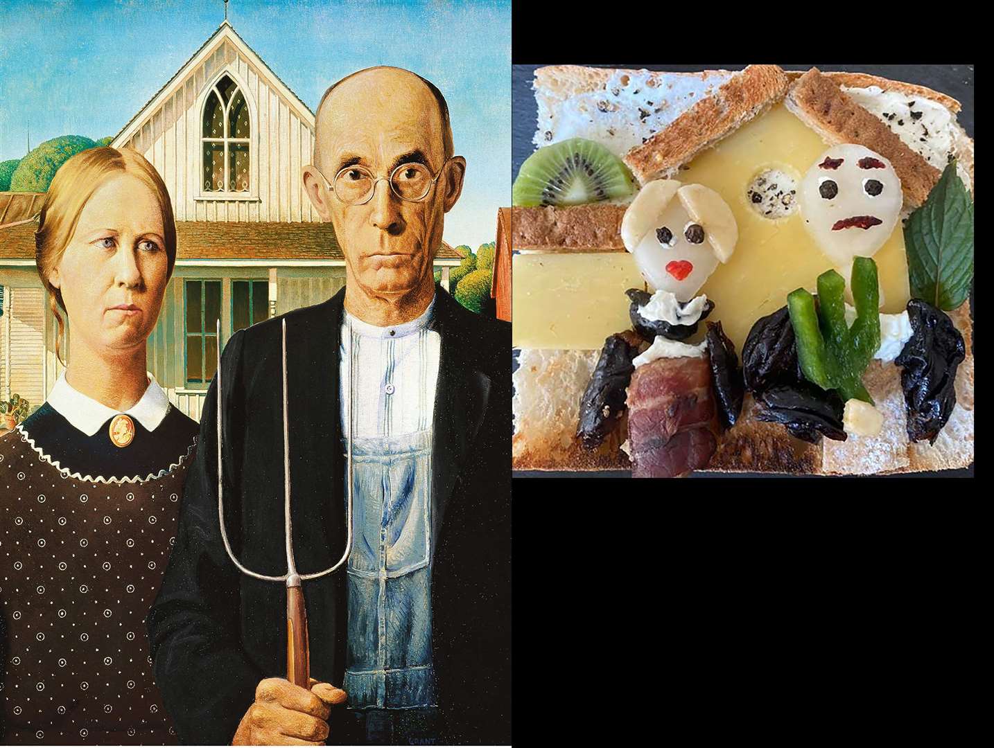 American Gothic by Grant Wood recreated on toast by Caroline Barnes (Caroline Barnes/PA)