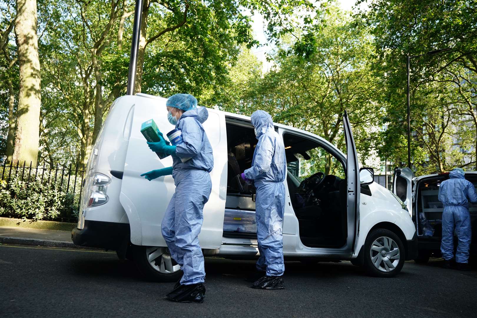 Police cordoned off the area at St Mary’s Churchyard, Paddington Green (James Manning/PA)