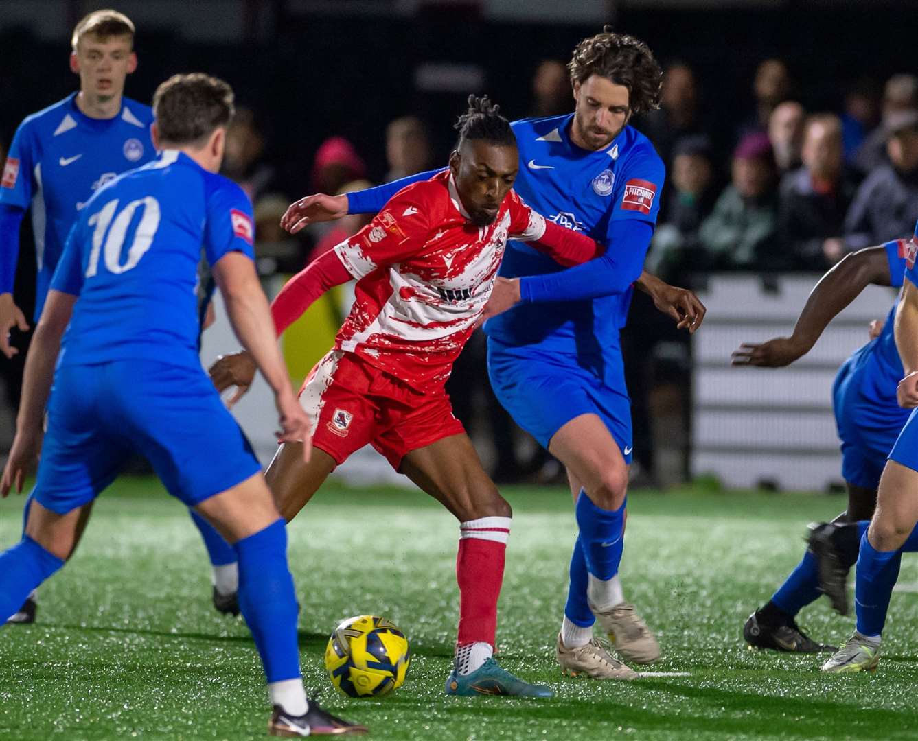 Gil Carvalho is surrounded as he tries to make space for a shot. Picture: Ian Scammell