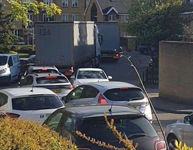 A lorry knocked down a wall in Phoenix Park in Northfleet